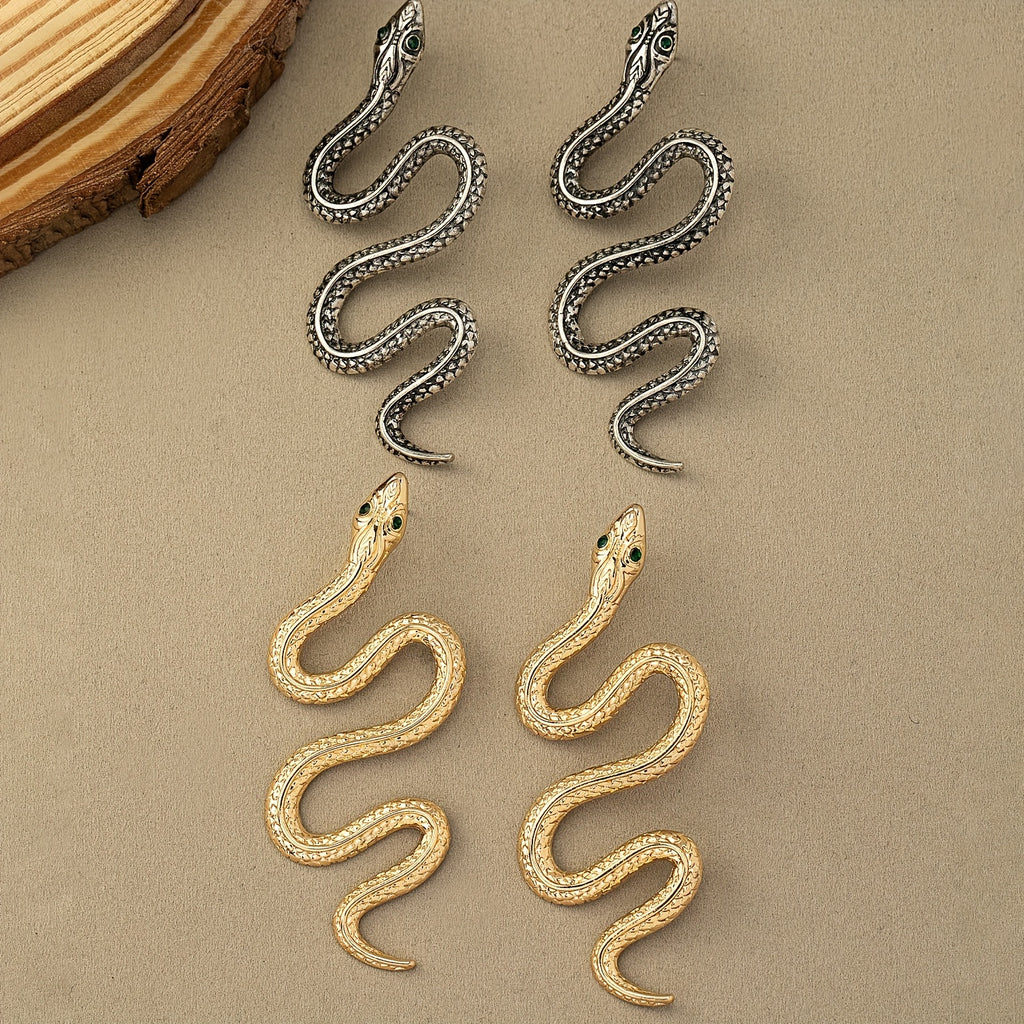 Boucles d'oreilles serpent dorées-style vintage