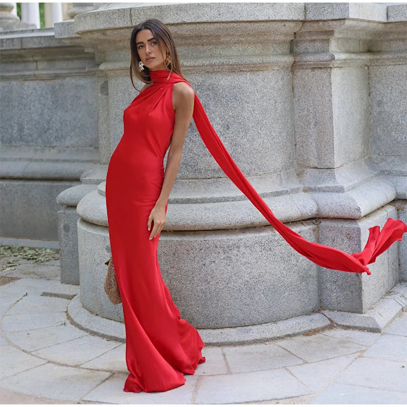 Robe satin dos nu élégante- parfaite pour des soirées &amp; événements
