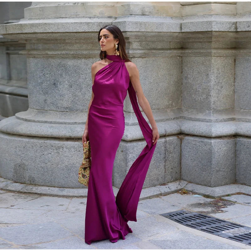 Robe satin dos nu élégante- parfaite pour des soirées &amp; événements