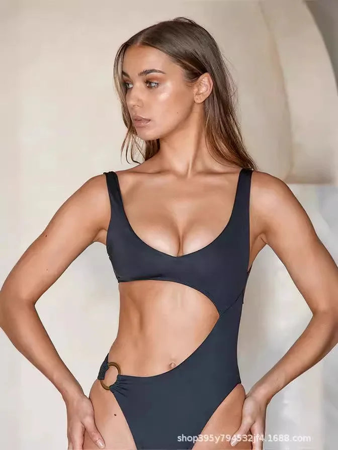 Maillot de bain une pièce sculptant- Coup asymétrique sculptante