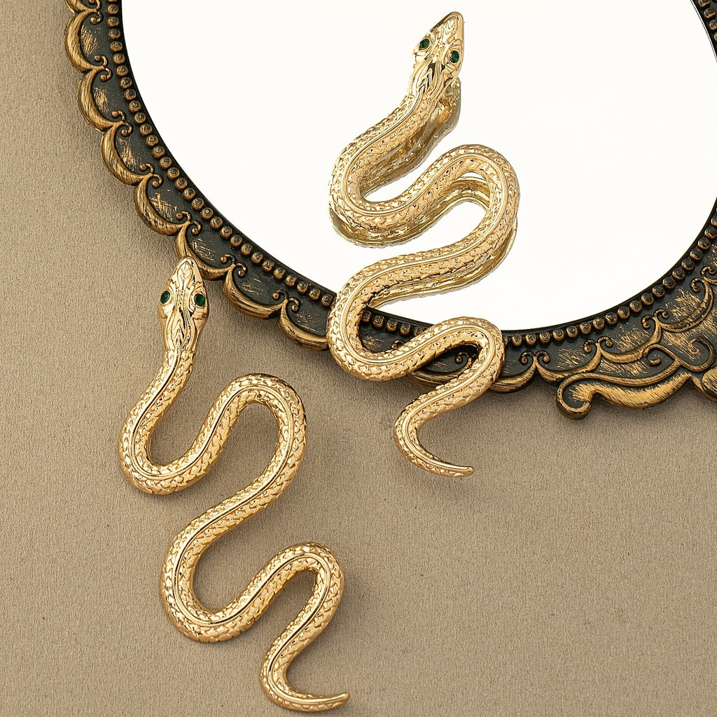 Boucles d'oreilles serpent dorées-style vintage
