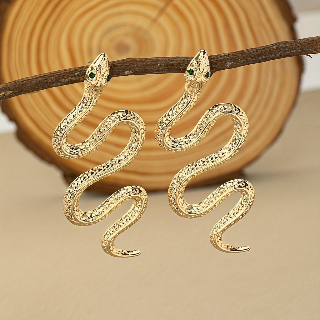 Boucles d'oreilles serpent dorées-style vintage