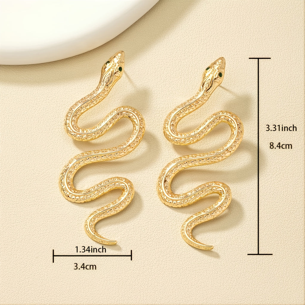 Boucles d'oreilles serpent dorées-style vintage